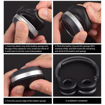 1 Pair Printing Protein Leather Replacement Earpads For EDIFIER W830BT / W860NB(Black) by bashfashion