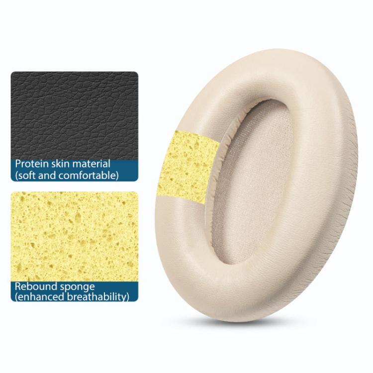 2pcs Protein Leather Replacement Earpads For EDIFIER MT6 Pro(Champagne) by bashfashion