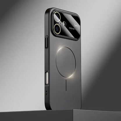 For iPhone 16 Kalebol Large Window MagSafe Frosted PC Phone Case(Black) by Kalebol