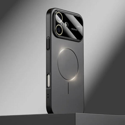 For iPhone 16 Kalebol Large Window MagSafe Frosted PC Phone Case(Black) by Kalebol