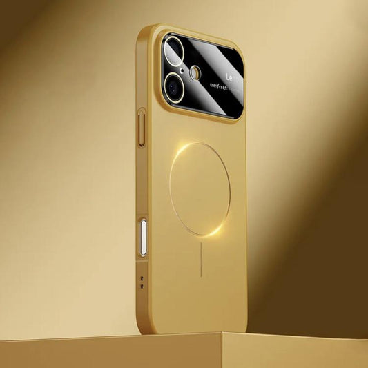 For iPhone 16 Kalebol Large Window MagSafe Frosted PC Phone Case(Khaki) by Kalebol