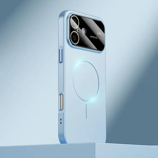 For iPhone 16 Kalebol Large Window MagSafe Frosted PC Phone Case(Sierra Blue) by Kalebol