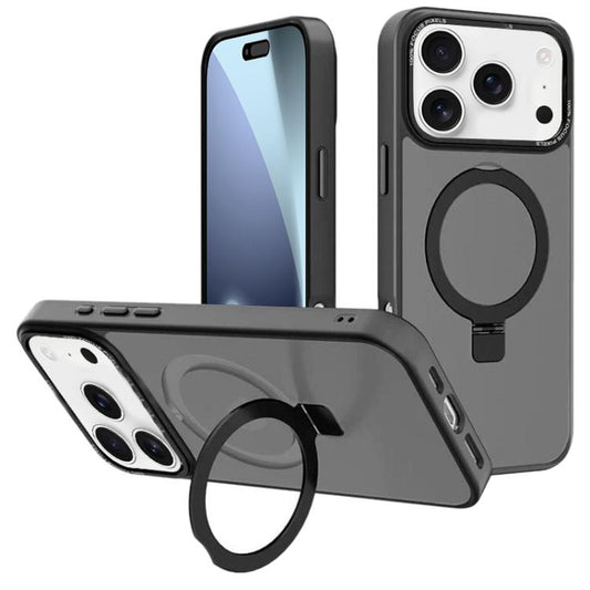For iPhone 17 Pro Max Kalebol Metal Lens Frame MagSafe Holder Frosted PC Phone Case(Black) by Kalebol