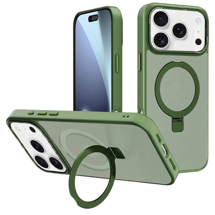 For iPhone 17 Pro Kalebol Metal Lens Frame MagSafe Holder Frosted PC Phone Case(Dark Green) by Kalebol