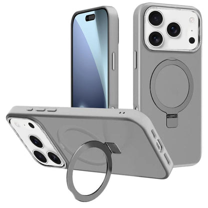 For iPhone 17 Pro Kalebol Metal Lens Frame MagSafe Holder Frosted PC Phone Case(Grey) by Kalebol