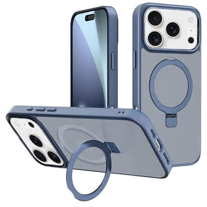 For iPhone 17 Pro Kalebol Metal Lens Frame MagSafe Holder Frosted PC Phone Case(Sierra Blue) by Kalebol
