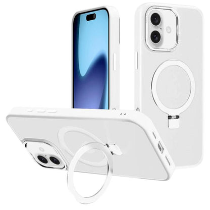 For iPhone 17 Kalebol Metal Lens Frame MagSafe Holder Frosted PC Phone Case(Frosted White) by Kalebol
