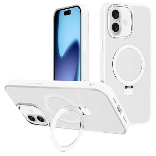 For iPhone 17 Kalebol Metal Lens Frame MagSafe Holder Frosted PC Phone Case(Frosted White) by Kalebol