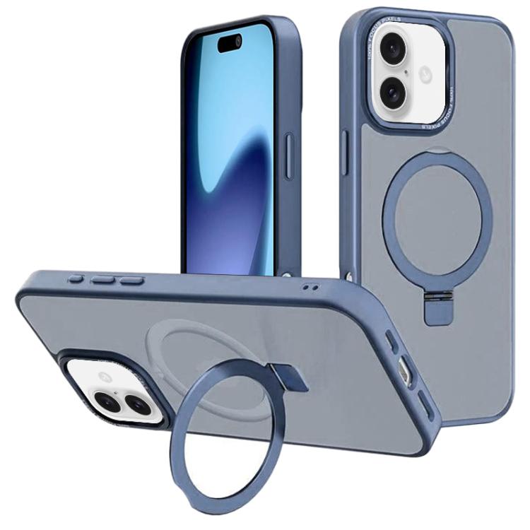 For iPhone 17 Kalebol Metal Lens Frame MagSafe Holder Frosted PC Phone Case(Sierra Blue) by Kalebol