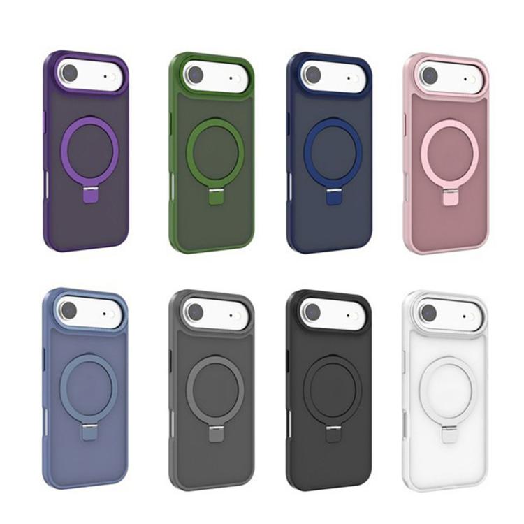 For iPhone 17 Kalebol Metal Lens Frame MagSafe Holder Frosted PC Phone Case(Dark Green) by Kalebol