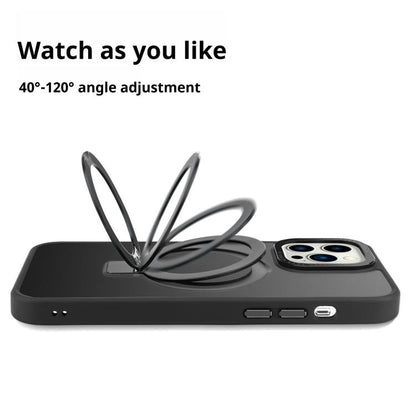 For iPhone 17 Kalebol Metal Lens Frame MagSafe Holder Frosted PC Phone Case(Black) by Kalebol
