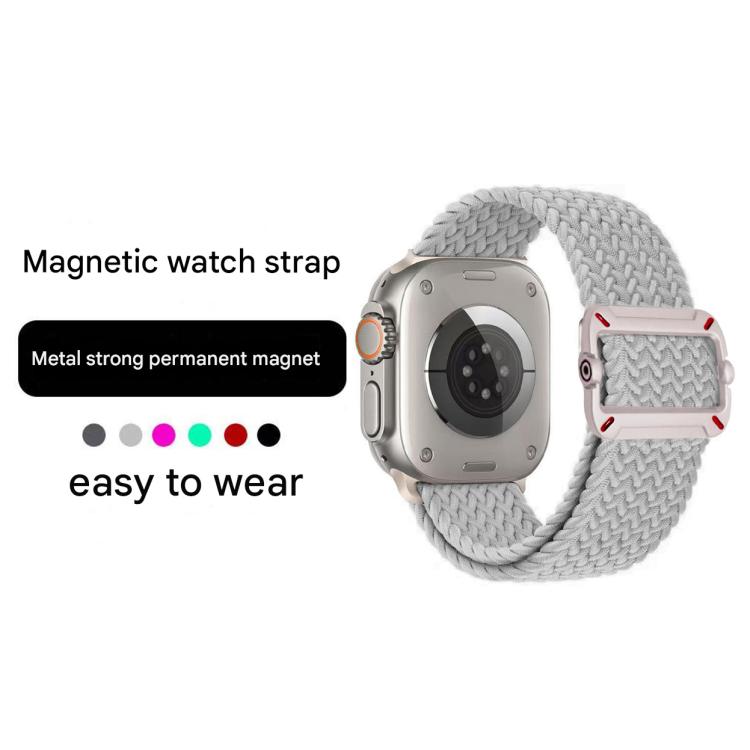 For Apple Watch 46mm / 49mm / 45mm / 44mm Double Loop Mechanical Buckle Nylon Braid Watch Band(Z Black White) by bashfashion