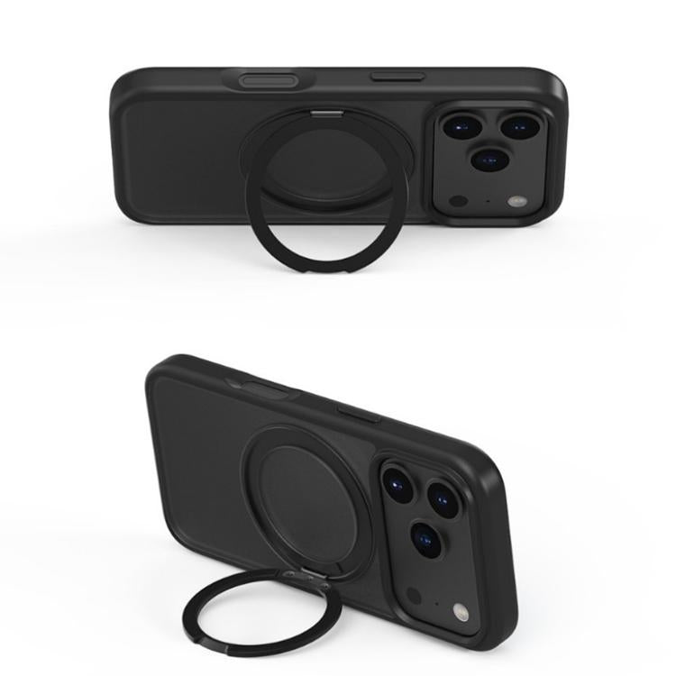 For iPhone 17 Kalebol Frosted MagSafe Holder Acrylic Hybrid TPU Phone Case(Black) by Kalebol