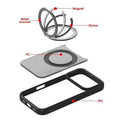 For iPhone 17 Pro Max Kalebol Frosted MagSafe Holder Acrylic Hybrid TPU Phone Case(Cobble Grey) by Kalebol