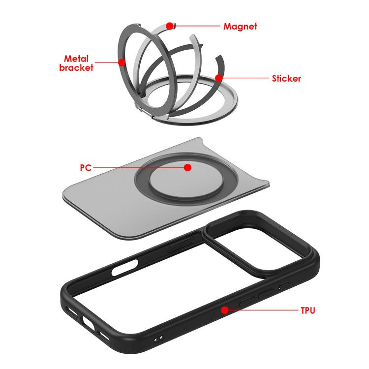 For iPhone Air Kalebol Frosted MagSafe Holder Acrylic Hybrid TPU Phone Case(Black) by Kalebol