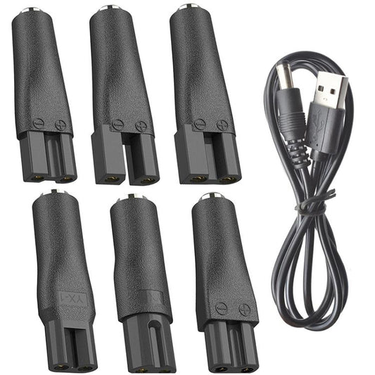7pcs / Set DC 5.5 x 2.1mm Female to Shaver Interface Charging Adapter Converter by bashfashion