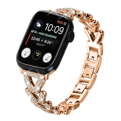 For Apple Watch 38 / 40 / 41 / S10 42mm 20mm xDfind Small Twist Diamond Metal Watch Band(Rose Gold) by xDfind