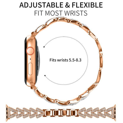 For Apple Watch 38 / 40 / 41 / S10 42mm 20mm xDfind Small Twist Diamond Metal Watch Band(Rose Gold) by xDfind