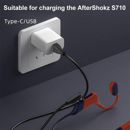 Type-C to 4 Pin Bone Conduction Earphone Magnetic Charging Cable For Shokz OpenSwim Pro S710(Black) by bashfashion