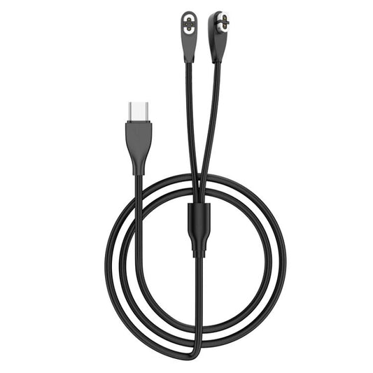 Type-C to 2 Pin / 4 Pin 2 in 1 Magnetic Charging Cable For Shokz Bone Conduction Earphone(Black) by bashfashion