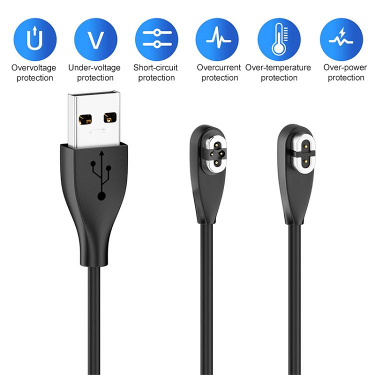 Type-C to 2 Pin / 4 Pin 2 in 1 Magnetic Charging Cable For Shokz Bone Conduction Earphone(Black) by bashfashion