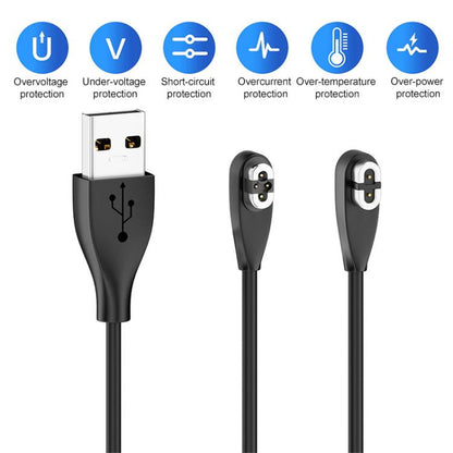 Type-C to 2 Pin / 4 Pin 2 in 1 Magnetic Charging Cable For Shokz Bone Conduction Earphone(Black) by bashfashion