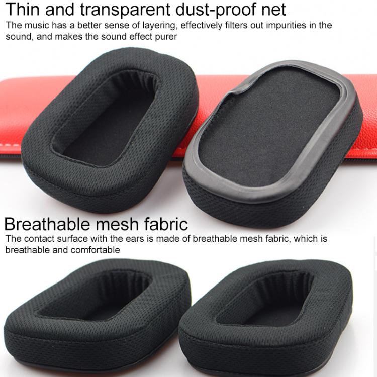 1 Pair Printing Insert Replacement Earpads For Logitech G533 / G633 / G635 / G933 / G935, Material:Protein Leather and Ice Silk Fabric(Black Mesh) by bashfashion