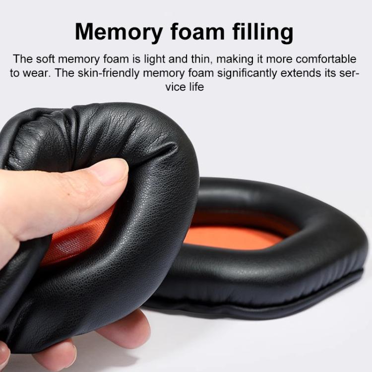 1 Pair Snap-on Replacement Earpads For ASUS ROG Strix7.1, Material:Protein Leather(Black Orange) by bashfashion