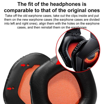 1 Pair Snap-on Replacement Earpads For ASUS ROG Strix7.1, Material:Protein Leather(Black Grey) by bashfashion