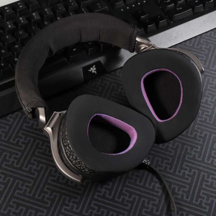 2pcs Insert Replacement Earpads For ASUS ROG Delta S, Material:Ice Leather Fabric(Black Purple) by bashfashion