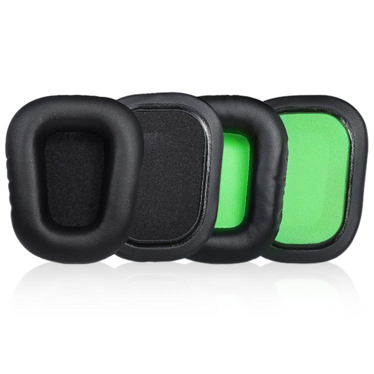 2pcs Insert Replacement Earpads For Razer Electra V1 / V2, Material:Protein Leather(Black Green) by bashfashion