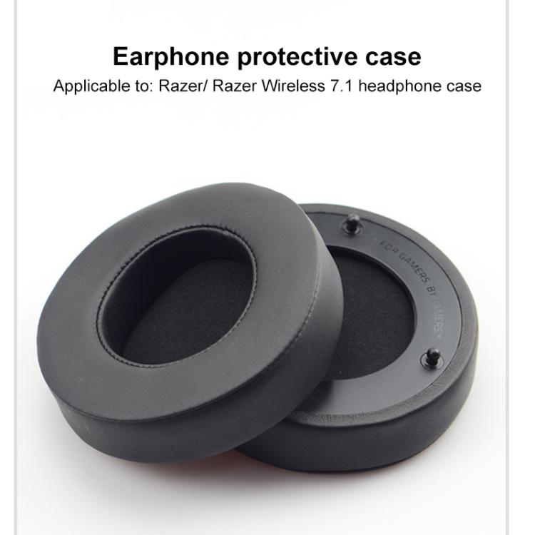 1 Pair Push Snap-on Replacement Earpads For Razer ManOWar 7.1, Material:Protein Leather Ice Silk Fabric(Black) by bashfashion