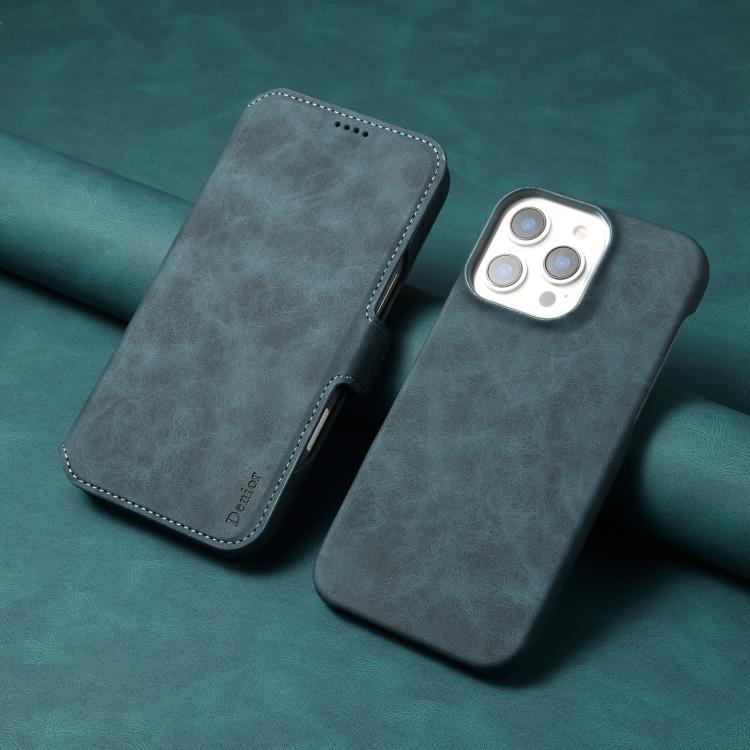 For iPhone 16 Denior B07 MagSafe Detachable Leather Phone Case(Blue) by Denior