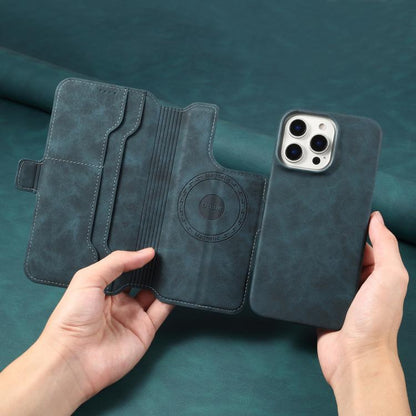 For iPhone 16 Denior B07 MagSafe Detachable Leather Phone Case(Blue) by Denior