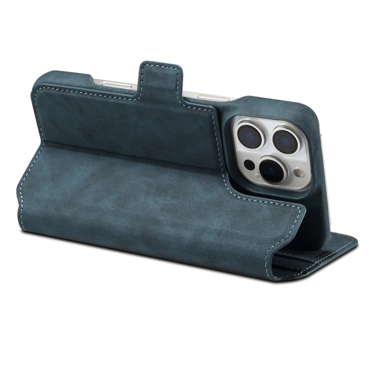 For iPhone 16 Denior B07 MagSafe Detachable Leather Phone Case(Blue) by Denior