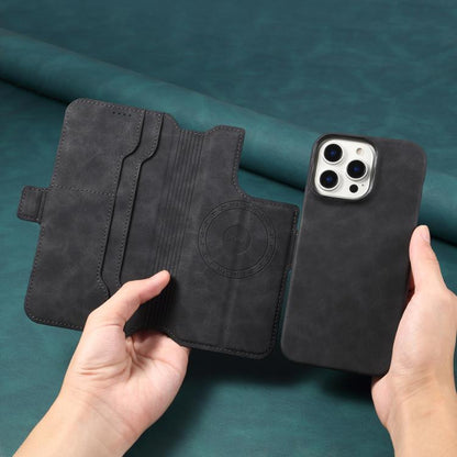 For iPhone 16 Pro Denior B07 MagSafe Detachable Leather Phone Case(Black) by Denior