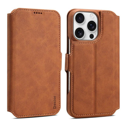 For iPhone 16 Pro Max Denior B07 MagSafe Detachable Leather Phone Case(Brown) by Denior