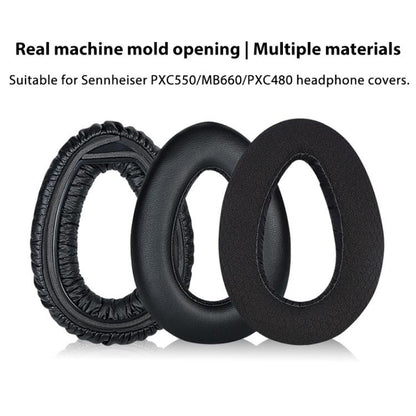 2pcs Snap-on Replacement Earpads For Sennheiser PXC550 / PXC480 / MB660, Material:Lambskin(Black) by bashfashion