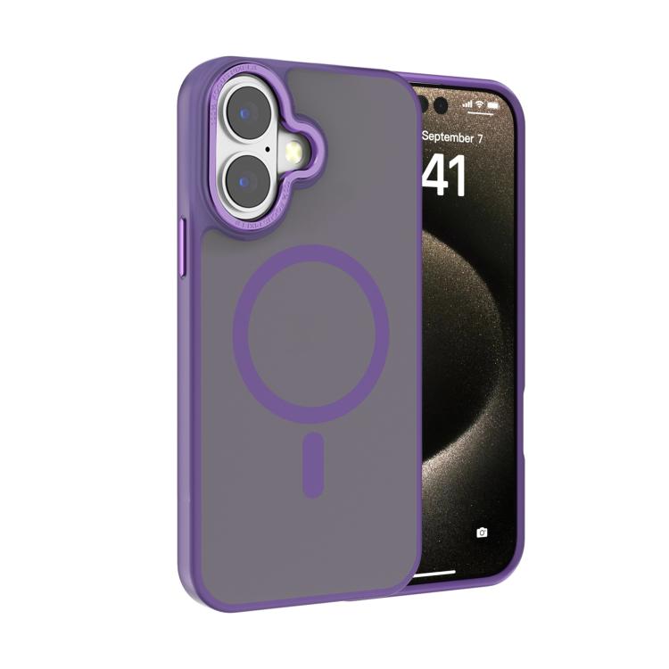 For iPhone 17 Kalebol Metal Lens Frame MagSafe Frosted PC Phone Case(Dark Purple) by Kalebol