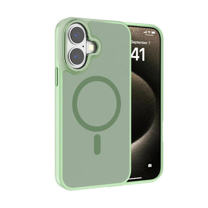 For iPhone 16 Plus Kalebol Metal Lens Frame MagSafe Frosted PC Phone Case(Matcha Green) by Kalebol