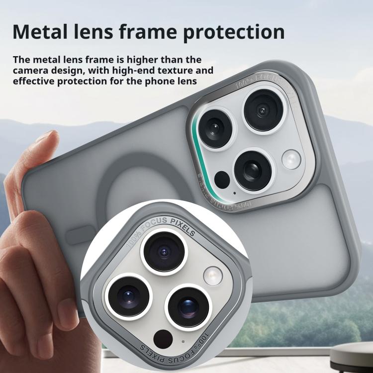 For iPhone 17 Pro Kalebol Metal Lens Frame MagSafe Frosted PC Phone Case(Pink) by Kalebol