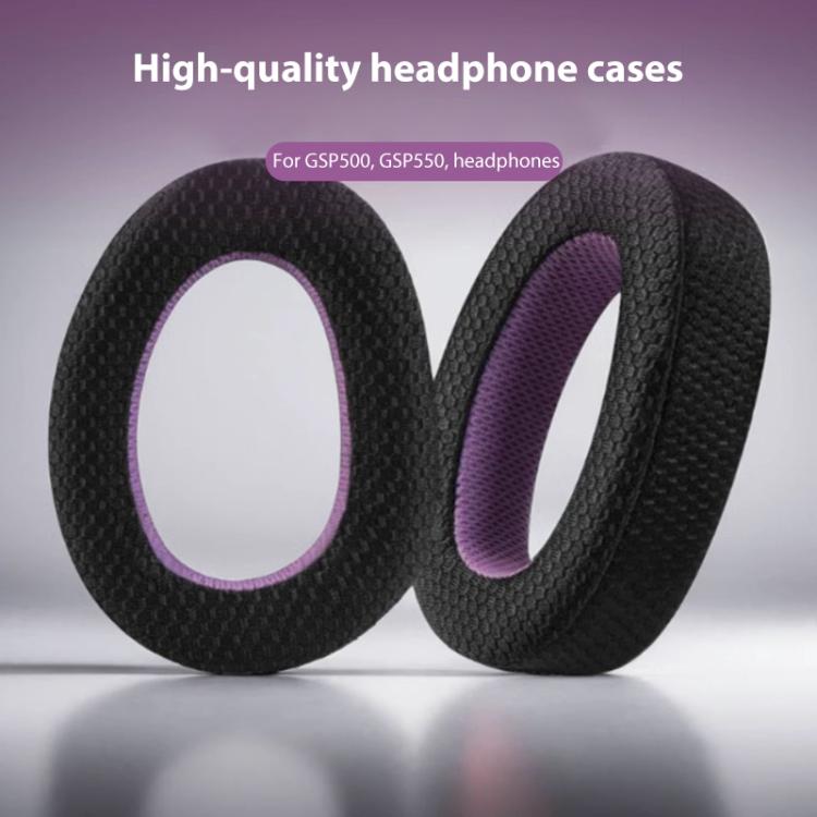 2pcs Snap-on Replacement Earpads For Sennheiser GSP500 / GSP550 / GSP600 / GSP670 / EPOS H6 Pro / GSP601 / GSP602, Material:Ice Feeling Leather(Black Purple) by bashfashion
