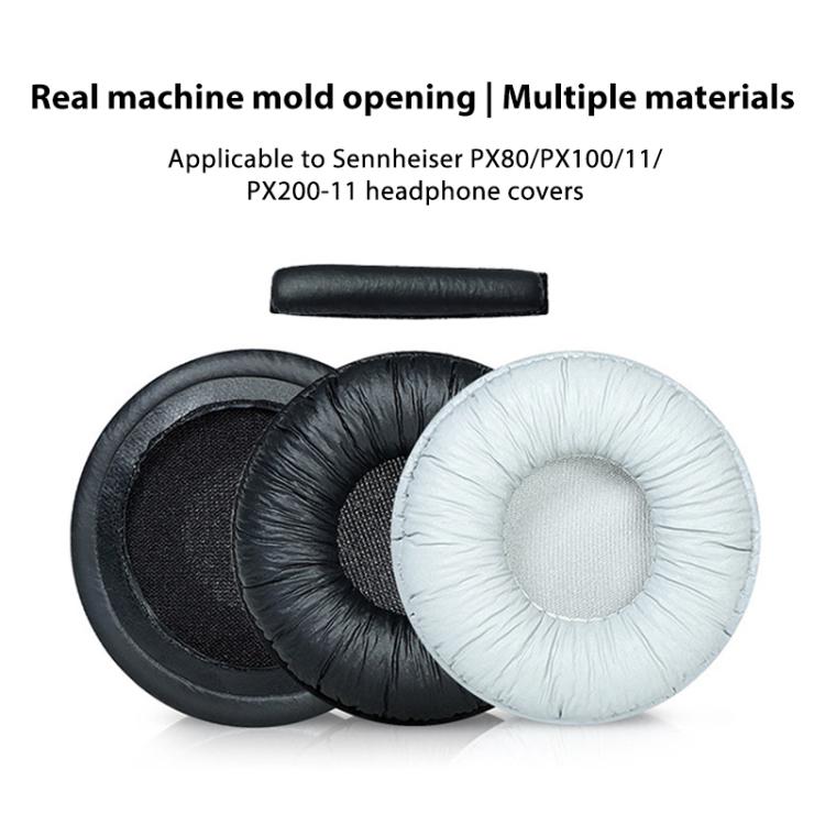 2pcs Insert Replacement Earpads For Sennheiser PX80 / PX100 II / PX200 II, Material:Frog Leather Black by bashfashion