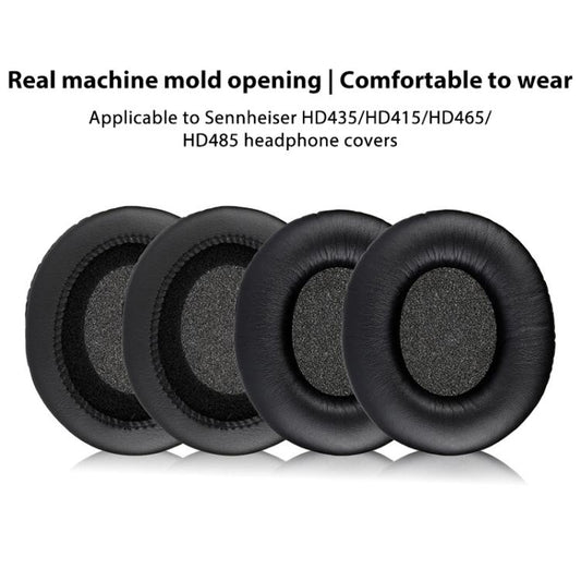 2pcs Insert Protein Leather Replacement Earpads For Sennheiser HD435 / HD415 / HD465 / HD485(Black) by bashfashion