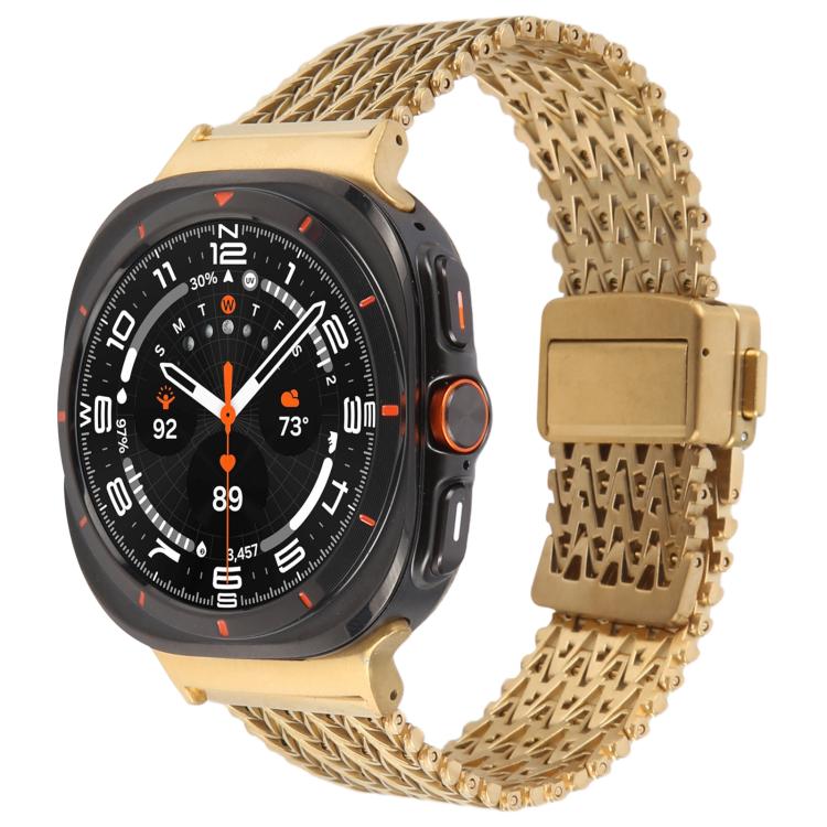 For Samsung Galaxy Watch Ultra 47mm / Ultra 2025 Magnetic Snap Clasp Steel Mesh Metal Watch Band(Gold) by bashfashion