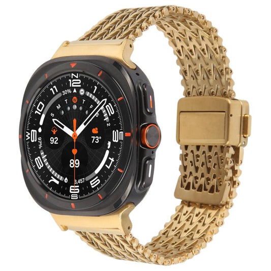 For Samsung Galaxy Watch Ultra 47mm / Ultra 2025 Magnetic Snap Clasp Steel Mesh Metal Watch Band(Gold) by bashfashion