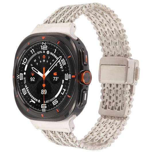 For Samsung Galaxy Watch Ultra 47mm / Ultra 2025 Magnetic Snap Clasp Steel Mesh Metal Watch Band(Starlight Color) by bashfashion