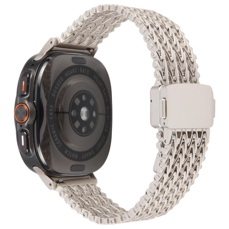 For Samsung Galaxy Watch Ultra 47mm / Ultra 2025 Magnetic Snap Clasp Steel Mesh Metal Watch Band(Starlight Color) by bashfashion