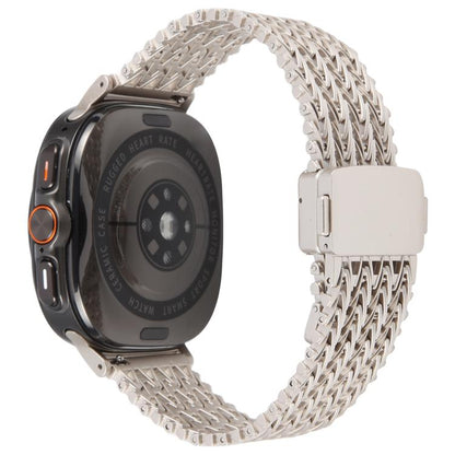 For Samsung Galaxy Watch Ultra 47mm / Ultra 2025 Magnetic Snap Clasp Steel Mesh Metal Watch Band(Starlight Color) by bashfashion