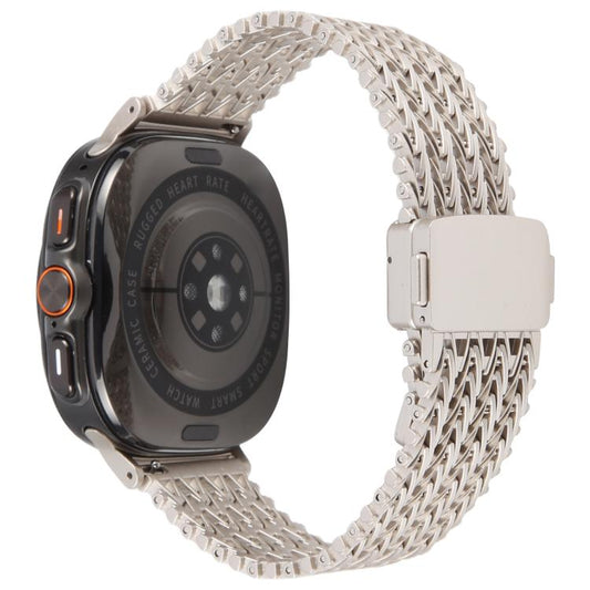 For Samsung Galaxy Watch Ultra 47mm / Ultra 2025 Magnetic Snap Clasp Steel Mesh Metal Watch Band(Starlight Color) by bashfashion